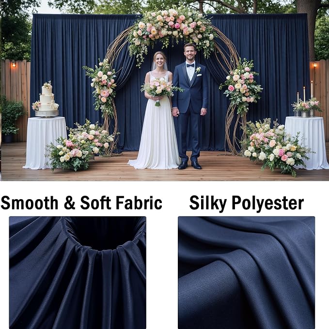 40ftx10ft Navy Blue Backdrop Curtains for Party Background, Wrinkle Free 8 Panels Silky Navy Photo Backdrop Drapes Back Drop Cloth Drapery for Wedding Birthday Photography Baby Shower Decor