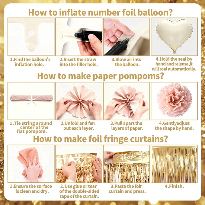Burgundy Rose Gold Birthday Party Decorations 12INCH Wine Red Maroon Gold Balloons Happy Birthday Banner Cake Topper Fringe Curtain Paper Pom Poms Butterfly Sticker 18INCH Heart Star Foil Girls Women