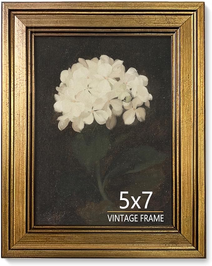 5x7 Picture Frame – Vintage Gold Picture Frames for Tabletop & Wall Mount, 5 x 7 Photo Frame for Living Room, Bedroom, Office Décor & Wedding Gift