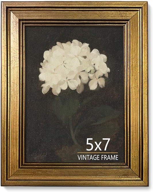 5x7 Picture Frame – Vintage Gold Picture Frames for Tabletop & Wall Mount, 5 x 7 Photo Frame for Living Room, Bedroom, Office Décor & Wedding Gift