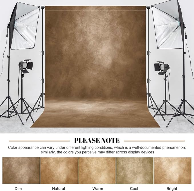 Abstract Professional Photography Backdrop for Portrait Photo Props Booth Background Photoshoot Studio with Ployester Fabric Roller Pocket on Top (8x10ft, Dark Brown,No Stand)
