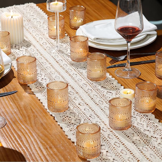 30 Pcs Gold Votive Candle Holders, Tea Light Candle Holders with Polka Dot Embossed, Gold Table Centerpieces for Weddings, Home Decor, Baby Shower, Special Occasions