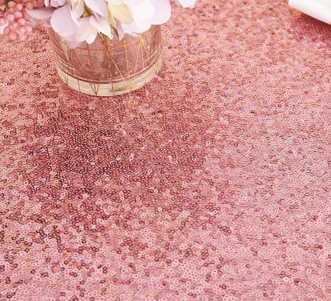 Juya Delight Fuchsia Pink 60'' x 102'' Rectangle Sequin Tablecloth for Party Dinner Banquet Festival Wedding Anniversary Exhibition Dessert Table