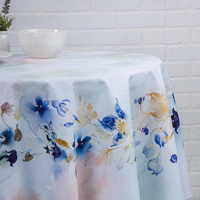 Maison d' Hermine Table Cloth Round Table 100% Cotton 63 Round Inches Tablecloth Reusable Decorative for Dining Kitchen Room Farmhouse Party Home Hotel Restaurant Spring Summer - Lazy Summer Days
