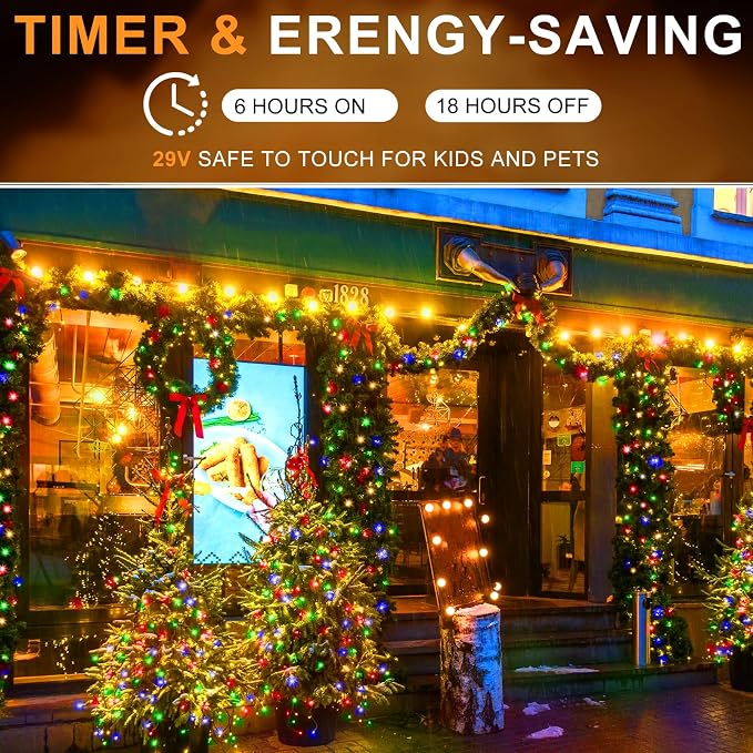 KNONEW 403FT 1000 LED Christmas Lights Outdoor String Lights 8 Modes & Timer Fairy Light Plug in Waterproof LED String Lights for Xmas Yard Tree Wedding Party Holiday Decorations (Multicolor)