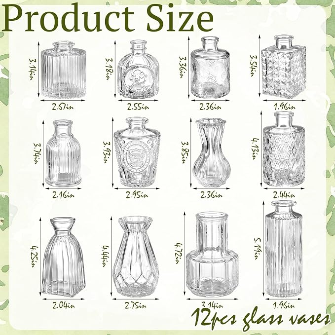 36 Pcs Artificial Flowers Table Centerpiece with Vases Colorful Wildflower Centerpieces Silk Flower Arrangement for Wedding Baby Shower Table Centerpieces Party(White Bloom,Clear)