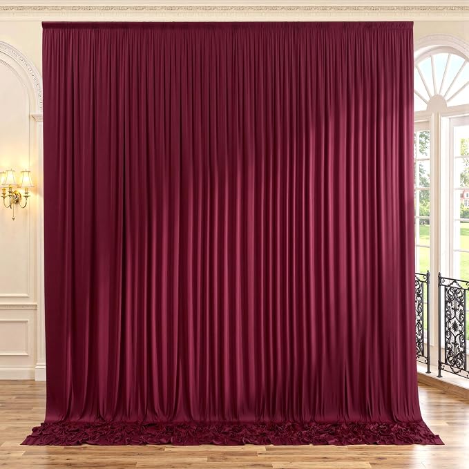 10x8ft Wrinkle Free Burgundy Backdrop Curtain Maroon Backdrop Drapes, Thick Fabric Wedding Curtains Party Background for Baby Shower Birthday Parties