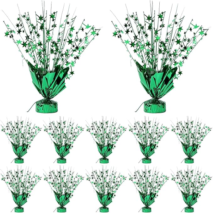 12 Pack Green Metallic Foil Spray Centerpiece Star Table Decoration Burst Table Centerpieces for Birthday New Year Wedding Anniversary Graduation Party Supply (Green)