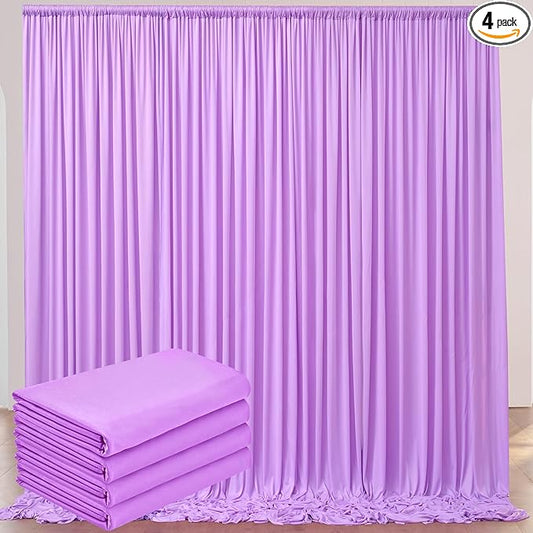 20x10ft Lavender Backdrop Curtains for Parties, 4 Panels 5x10ft Wrinkle-Free Polyester Background Curtains for Wedding, Birthday, Baby Shower,Graduation, Decorations