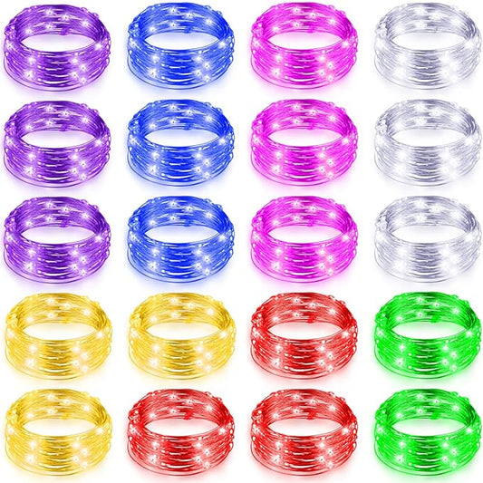 Tuanse 20 Pack LED Fairy Lights Colored Battery Operated String 3 Speed Modes 7 ft 20 LED Starry Wedding Decoration Waterproof Wire Twinkle Light for DIY Jar Bedroom Party Supplies (Colorful Color)