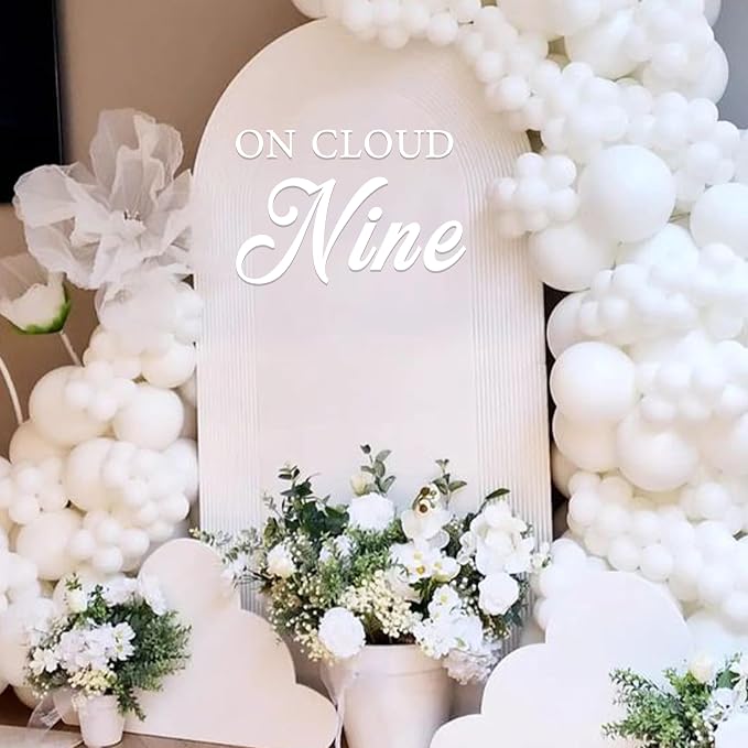 On Cloud Nine Party Decal Sign - Cloud Nine Baby Shower Decor, Decal Sticker for Wall, Mirror or Acrylic, White