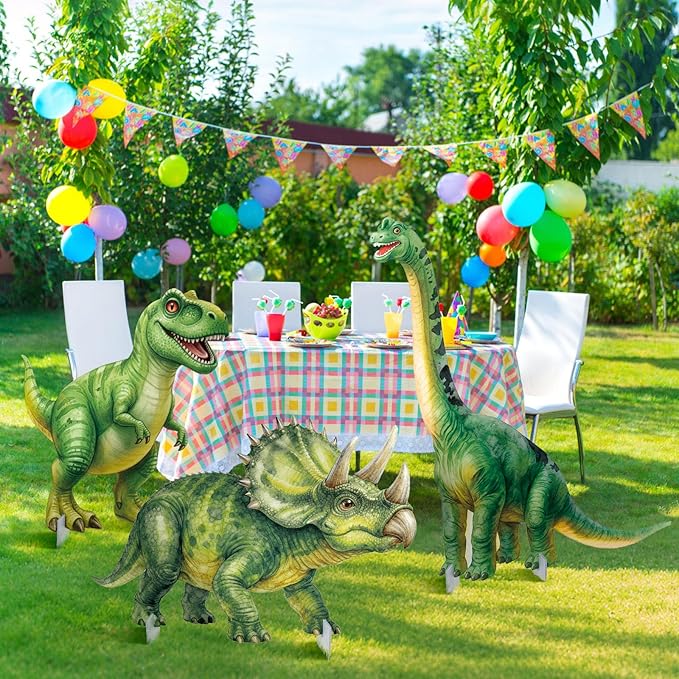 Amyhill 3 Pcs Dinosaur Cardboard Cutout Standup Life Size Large Dinosaur Baby Shower Decorations, Dino Birthday Party Photo Backdrop Yard Sign for Jurassic Theme Jungle Safari Party Favors