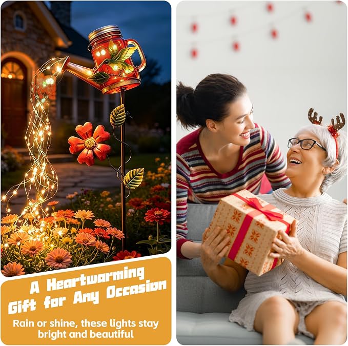 SRNPMIU Solar Watering Can Light, Yard Outdoor Decor Lights, IP65 Waterproof, Hanging Hummingbird Garden Light, Outside Garden Flower Bed Decor, Women Gift, Birthday Gifts