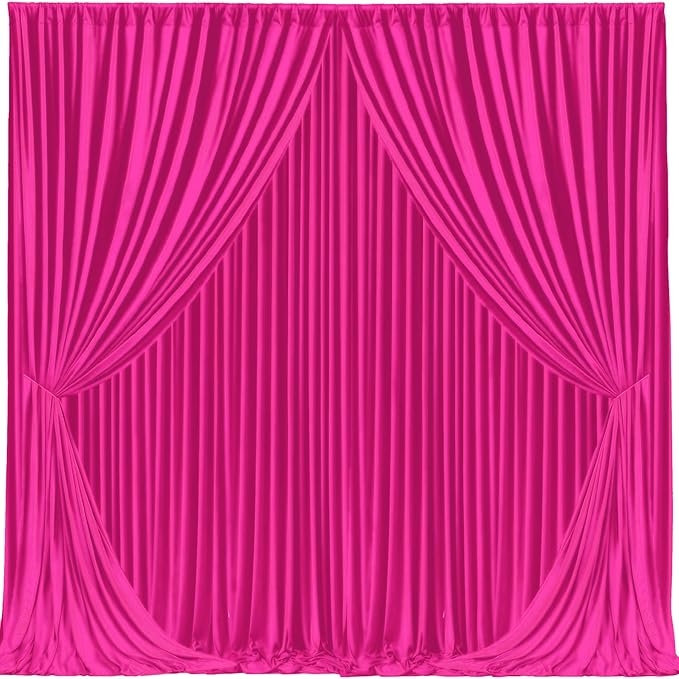 20x10ft Hot Pink Backdrop Curtain for Wedding Parties Wrinkle Free Fabric Fuchsia Drapes Backdrop Decoration for Baby Shower Birthday Photography Decoration 4 Panels, 5ft x 10ft