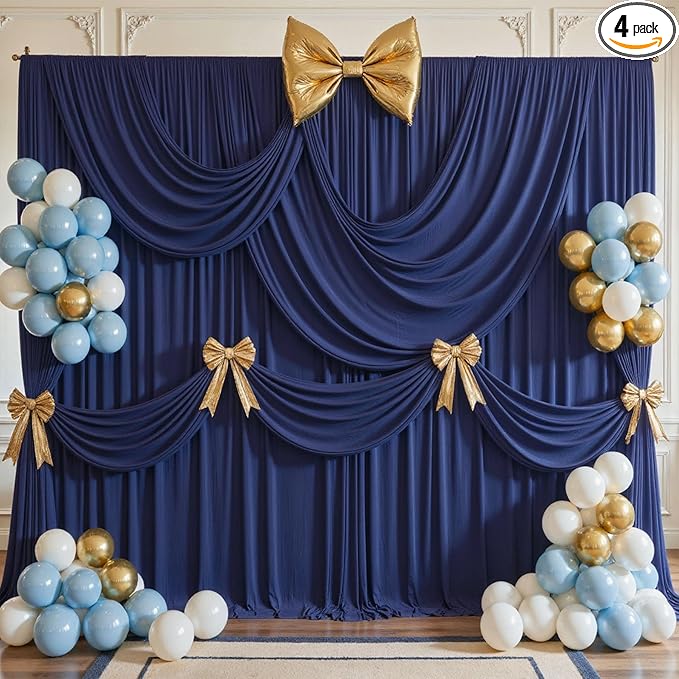 20 x 10ft Navy Blue Backdrop Curtains, Navy Wrinkle Free Draping Fabric Wedding Birthday Baby Bridal Shower Graduation Party Drapes for Backdrop Photography Photo Booth Background Decoration