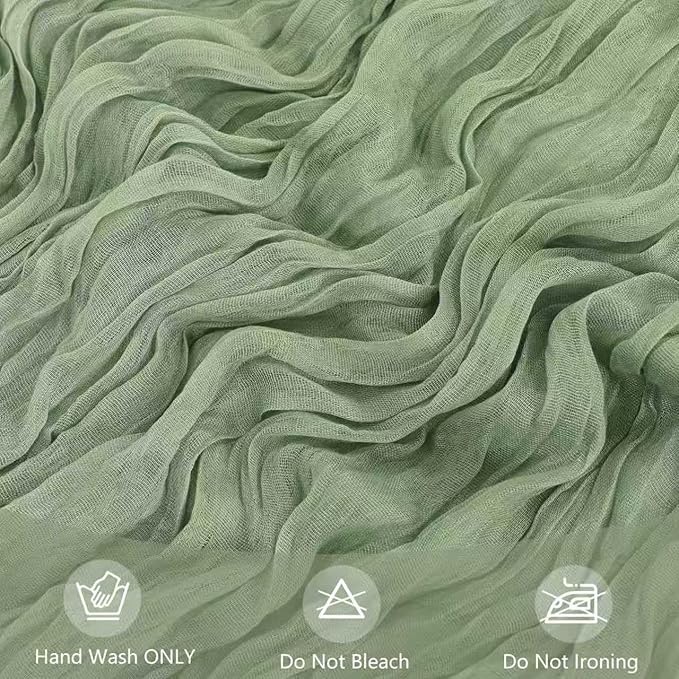 20 Pack Sage Green Cheesecloth Table Runner 10FT Boho Gauze Fabric Cheese Cloth Table Runners for Wedding ,Party,Baby Shower, Bridal Party, Rustic Farmhouse and Table Decorations