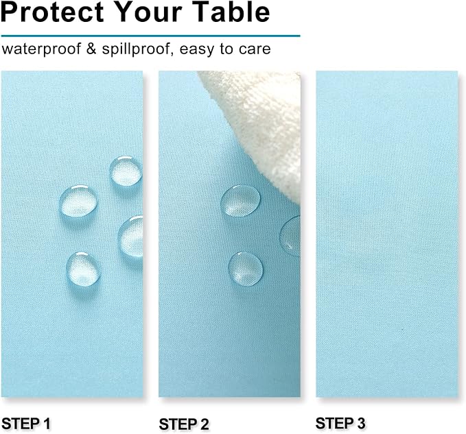 Hiasan Waterproof Tablecloth Rectangle - Washable Fabric Table Cloth for Dining Room Kitchen Birthday Party and Outdoor Use, Sky Blue, 54 x 108 Inch