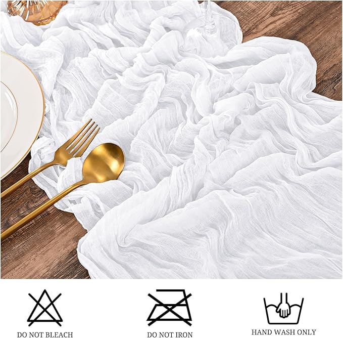 15 Pack White Table Runner 17 x 108inch Cheesecloth Table Runner Boho Gauze Table Runners Rustic Sheer Fabric Cheese Cloth Table Runners for Wedding Party Bridal Shower Farmhouse Thanksgiving Decor