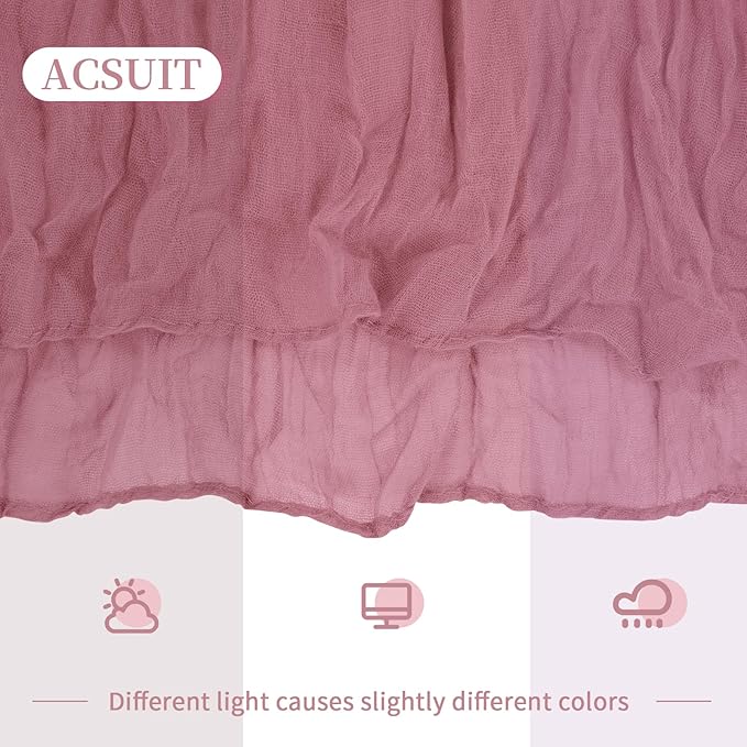 6 Pack Dusty Pink Cheesecloth Table Runner 20 x 120 inch Gauze Table Runners 10 FT Long,Semi Sheer Cheese Cloth Fabric Table Runner Bulk for Wedding,Party,Baby Shower,Bridal Shower Decoration