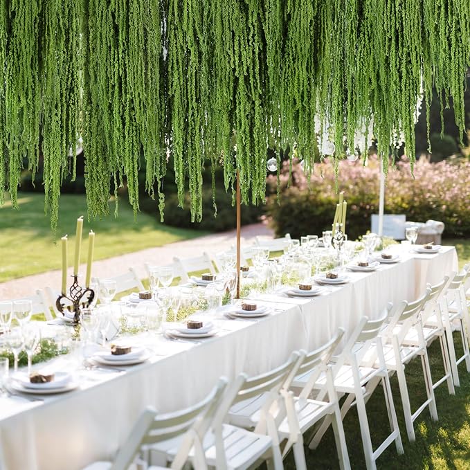 Suncalla 24 Pcs Forest Green Spring Natural Dried Amaranthus Hanging Flowers Amaranthus Artificial Flowers for Wedding Arch Bouquet Floral Garland Wall Home Decoration (23 Inch)