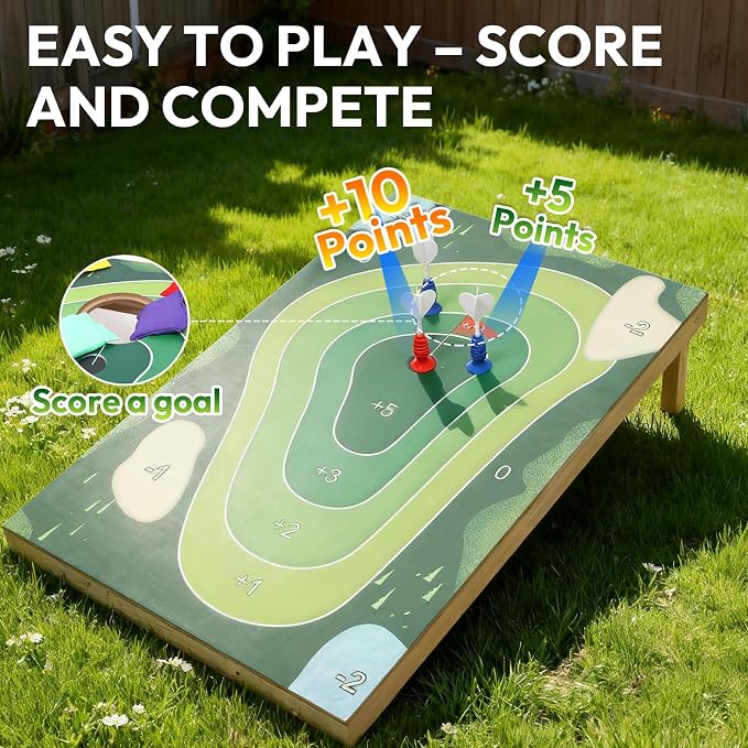 2-in-1 Cornhole Board Set & Dartboard Target Game, Adults Bean Bag Toss for Yard Games with 4 Darts & 4 Bean Bags, Indoor Outdoor Office Party Play, 33.5in x 21.6in (2-in-1 Cornhole Board Set)
