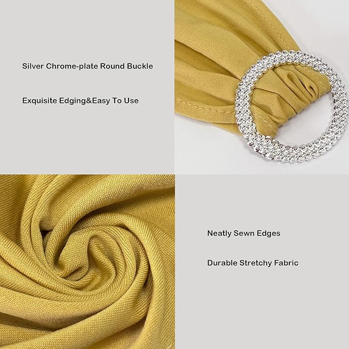 Spandex Chair Sashes Bands 30PCS Stretch Chair Ties Bows with Buckle Slider for Wedding Party Banquet Decoration(Gold)