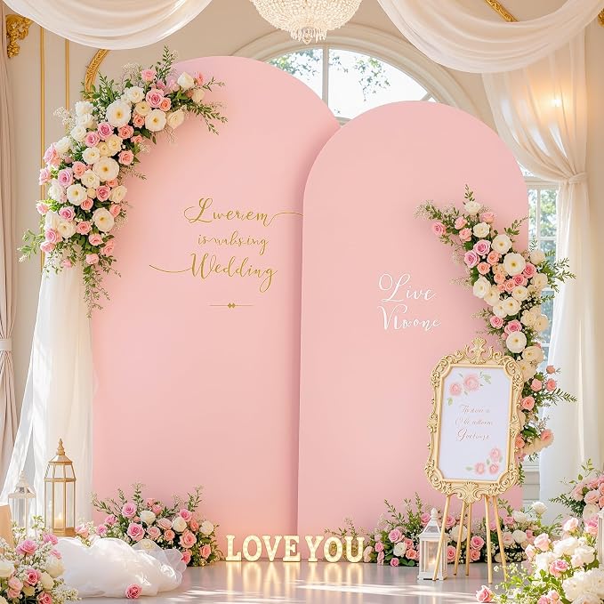 Arch Covers 7.2 and 6ft Dusty Pink Wedding Arch Backdrop Covers Set of 2 Spandex Fitted Balloon Arch Backdrop for Girls Baby Shower Birthday Bridal Shower Party Decor Banquet Photo Booth Background