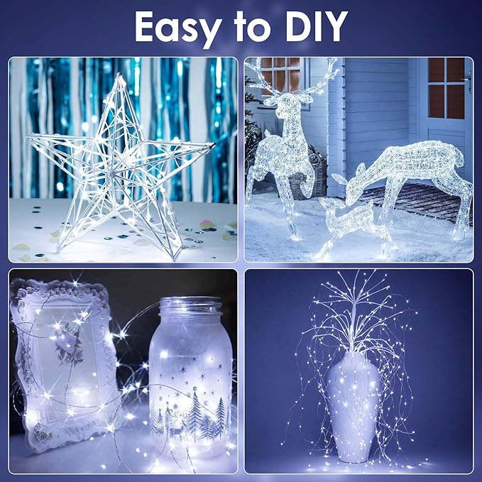 6-Pack Fairy Lights Battery Operated with Timer, 16FT 50 LED String Lights Indoor Outdoor, Cuttable Starry Fairy Lights Waterproof for Christmas Home Bedroom Wedding DIY Centerpiece Decor (Cool White)