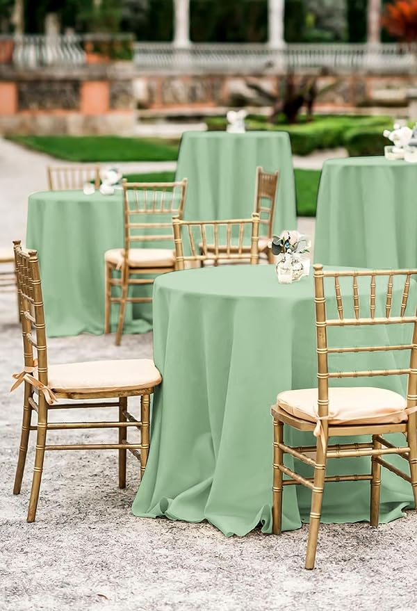 fani 10 Pack 90 Inch Round Tablecloth, Sage Green Polyester Fabric Table Cloth for Round Table, Stain and Wrinkle Resistant Washable Table Cover for Wedding Party Dining Table Buffet and Camping