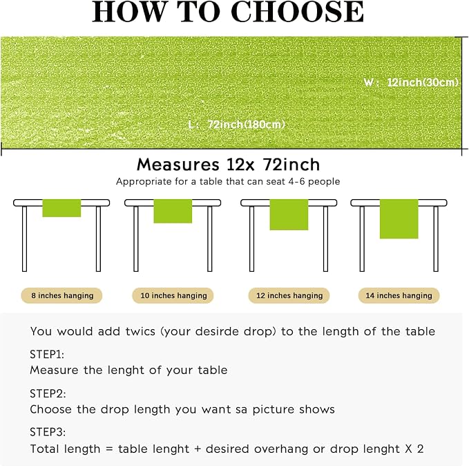 6 Packs 12 x 72 inches Sequin Table Runner, Apple Green Glitter Table Runner for Birthday Party Supplies Wedding Engagement Baby Shower Holiday Celebration Event Decorations