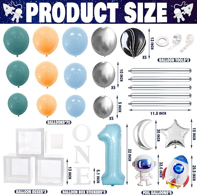 First Trip Around The Sun Birthday Party Decorations for boy 1st Birthday Supplies First Trip Around The Sun Backdrop Balloons Garland Monthly Photo Banner Space Theme Party Decor