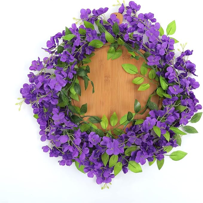 Findosom Wisteria Artificial Flowers Garland, 10Pcs Total 72FT Purple Wisteria Hanging Flowers, Flower Garland Decorations for Home Garden Outdoor Ceremony Wedding Arch Decoration