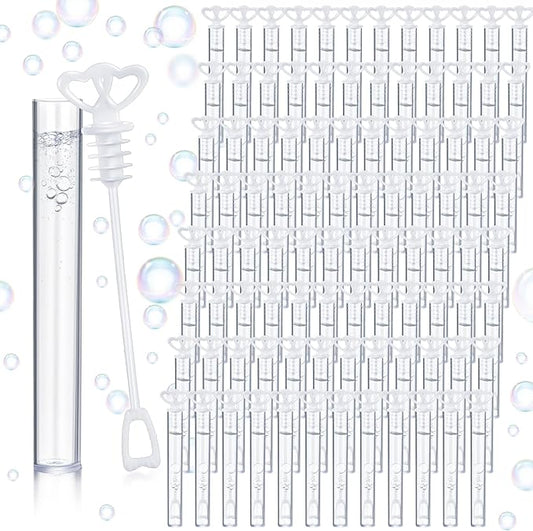 150 Pcs Bubble Wands Bulk for Wedding Party Mini Heart Wand with Bubble Solution for Wedding Bridal Showers Valentine Anniversary Birthday Supplies(White,Double Heart)