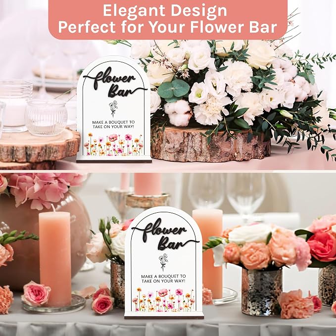 Stofinity Wooden Flower Bar Sign Bridal Shower Decor - Bloom Bar Sign Wedding Accessories For Reception, Bloom Bar Supplies for Wedding Table Decor
