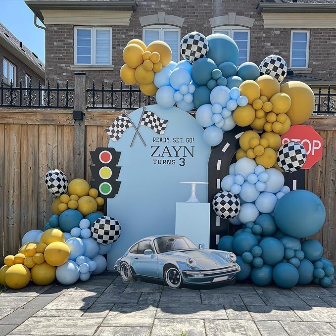 Double Dusty Blue Stuffed Balloons Different Size 115Pcs 5/10/12/18" Slate Blue Balloon Arch Garland kit for Birthday Baby Shower Bridal Shower Gender Reveal Wedding Theme Party
