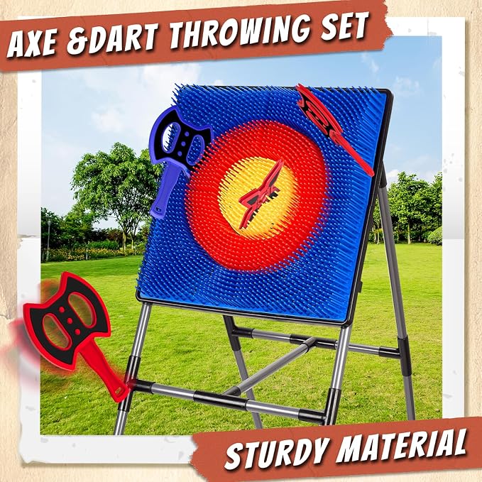 Axe Throwing Game for Backyard, Axe Throwing Game Target with 12 Throwing Axes, Lightweight & Portable Outdoor Games Indoor Carnival Yard Lawn for Age 6-12, Backyard Games for Family Party