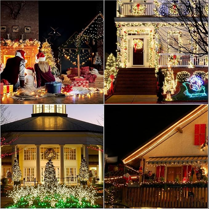 300LED 99FT Warm White String Lights Indoor Outdoor, Connectable Christmas Tree Lights Waterproof 16 Modes with Timer, Clear Wire Fairy Twinkle Light Plug in for Bedroom Wedding Party Xmas Decorations