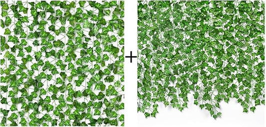 CQURE 14Pack 96 Ft Artificial Ivy Fake Vines + 72 Pack 504 Ft Artificial Ivy Fake Vines for Wedding Party Table Bedroom Wall Room Decor