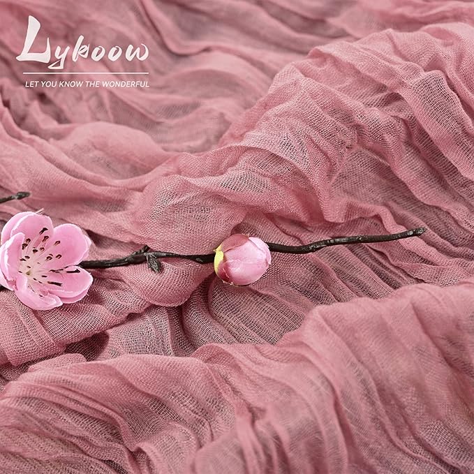 10 Packs Cheesecloth Table Runner Dusty Rose, 35x120 inch Dark Pink Rustic Gauze Boho Wedding Table Runner Decoration, Wedding Table Decor Table Cloth for Wedding Party Bridal Shower Table