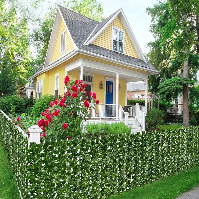 DearHouse Artificial Ivy Privacy Fence Wall Screen, 59x236.2inch Artificial Hedges Fence and Faux Ivy Vine Leaf Decoration for Outdoor Garden Decor