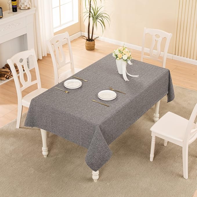 BALCONY & FALCON Square Tablecloth - Small Waterproof Table Cloth, Wrinkle Resistant Table Cover Linen Fabric Tablecloths for Dining Kitchen Wedding and Outdoor Decoration (Gray, 47"x47")