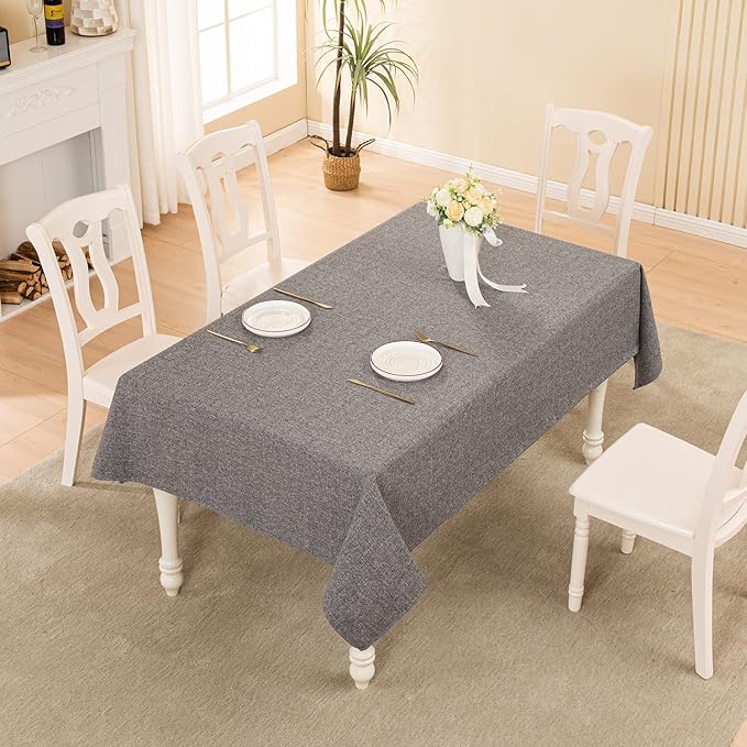 BALCONY & FALCON Rectangle Tablecloth Washable Wrinkle Resistant and Water Proof Table Cloth Decorative Linen Fabric Tablecloths for Dining Parties Kitchen Wedding and Outdoor Use (Gray, 57x118)
