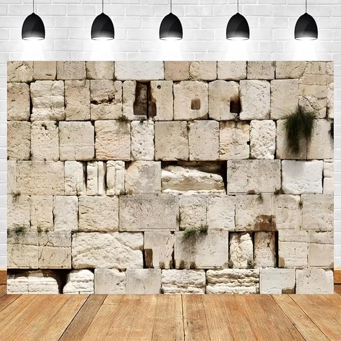 8x4ft Jerusalem Stone Wall Backdrop Jerusalem Backdrop for Sukkah Jewish New Year Rosh Hashanah Background Israel Western Wall Photo Booth Prop Succah Decor Religious Church Event Banner