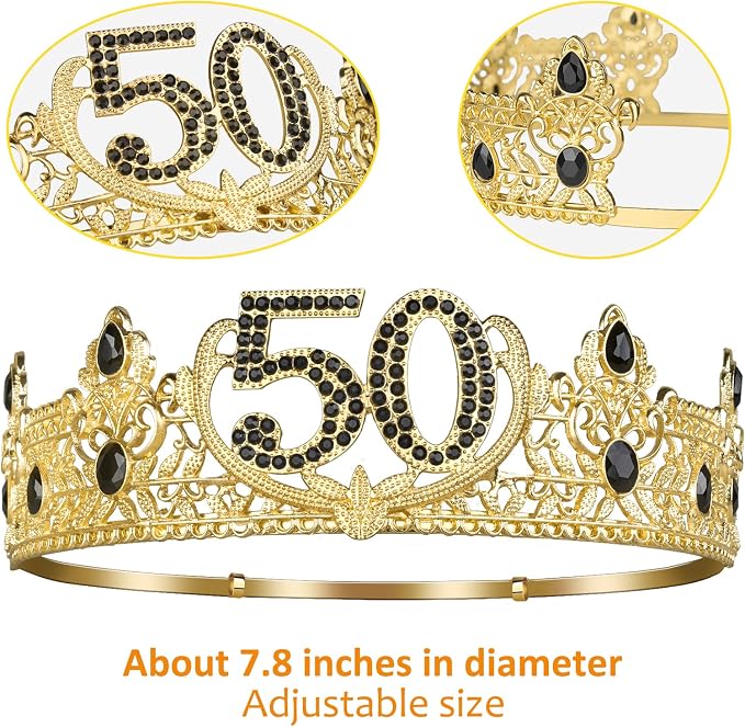 50th Birthday Gifts for Men, 50th Birthday Decorations for Men, Party Decor Supplies including King Crown & Sash & Banner & Balloons & Cake Topper & Candles