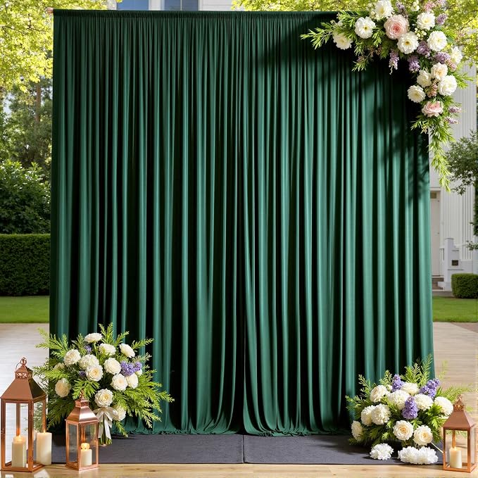 20ftx12ft Hunter Green Backdrop Curtains for Parties, Wrinkle Free Polyester Hunter Green Photo Backdrop Drapes 4 Panels 12 ft Long Back Drop Cloth for Wedding Birthday Photography Background Party