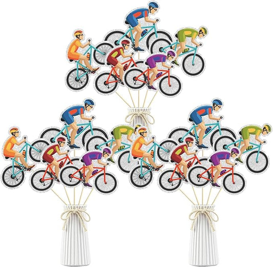 Bicycle Centerpiece Sticks, Adult Birthday Table Toppers,Bike Theme Birthday Party Decorations, Bicycle Racing Party Supplies.Set of 15