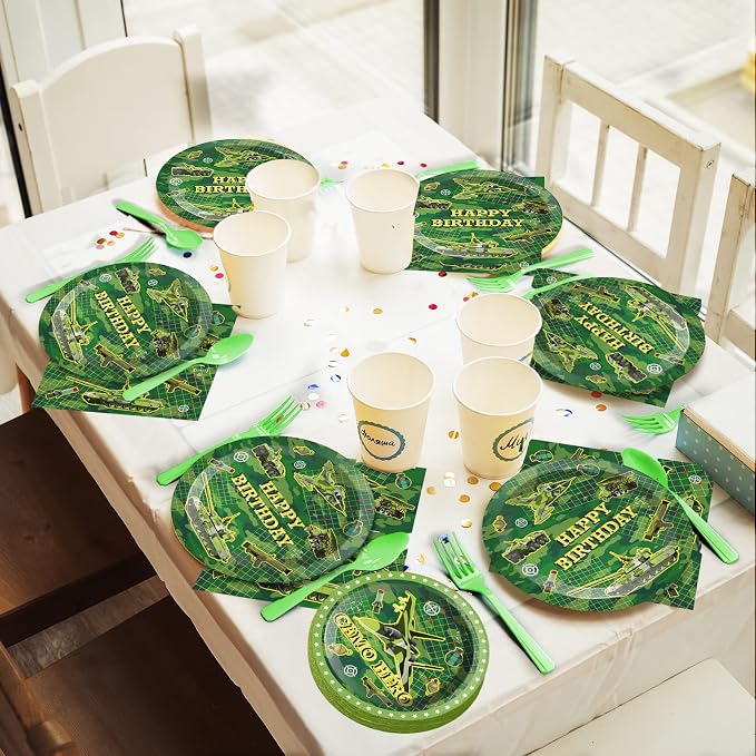 gisgfim 50 Guests Army Birthday Party Decorations Camo Birthday Party Supplies Army Party Plates and Napkins Military Soldier Camouflage Party Decorations Favors for Birthday Baby Shower 200 PCS