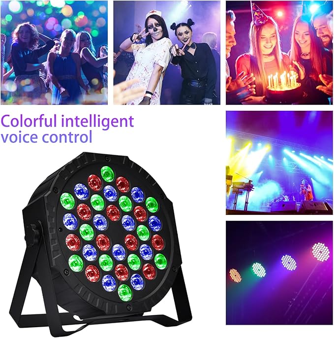 Stage Lights Dj Lights for Parties Led Stage Light Sound Activated Portable Party Light Par Light 36 Led RGB Remote Control Uplights for Disco Indoor Events Bar Birthday Wedding Outdoor