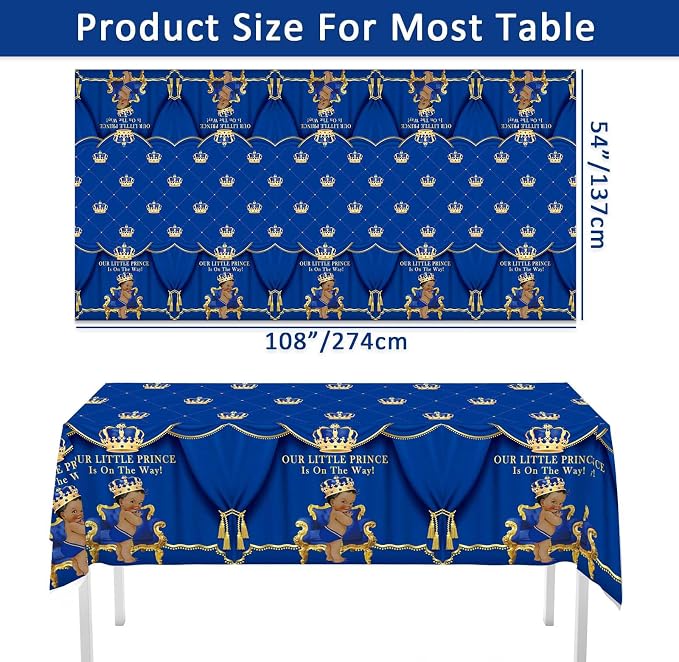 262PCS Royal Prince Baby Shower Decorations, Little Prince Party Supplies, Royal Blue Prince Disposable Dinnerware Set (24 Guest) with Napkins, Backdrop, Balloon Garland Kit, Tablecloth