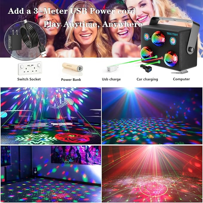 Disco Ball Party Lights,DJ Disco Lights Sound Activated LED Stage Strobe Light Star Ocean Projector with Remote Control for Home Decoration Parties Gift Club Bar Festival Christmas Birthday Wedding